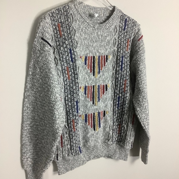 Vintage Men's 80s Marled Knit Sweater Classic - Picture 4 of 13